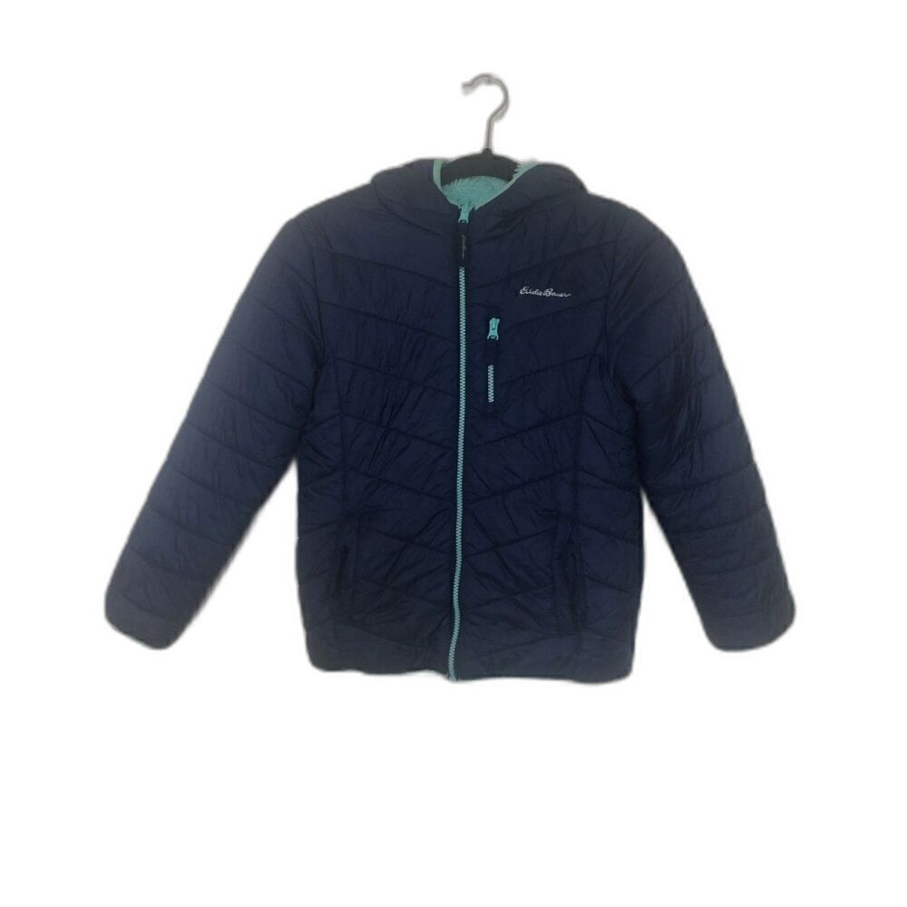 EDDIE BAUER Jacket Kids Size Medium (10/12) Blue Youth Deer Harbor Reversible